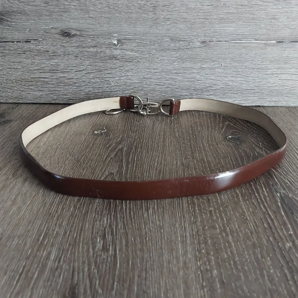 INC International Concepts Brown Belt with Silver Chain Detail XL